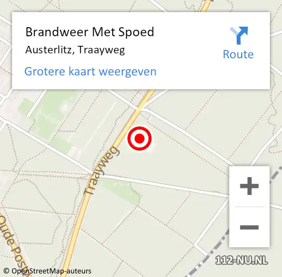 Locatie op kaart van de 112 melding: Brandweer Met Spoed Naar Austerlitz, Traayweg op 6 juli 2024 16:30