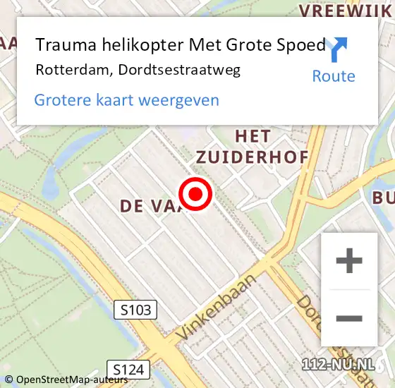 Locatie op kaart van de 112 melding: Trauma helikopter Met Grote Spoed Naar Rotterdam, Dordtsestraatweg op 6 juli 2024 16:36