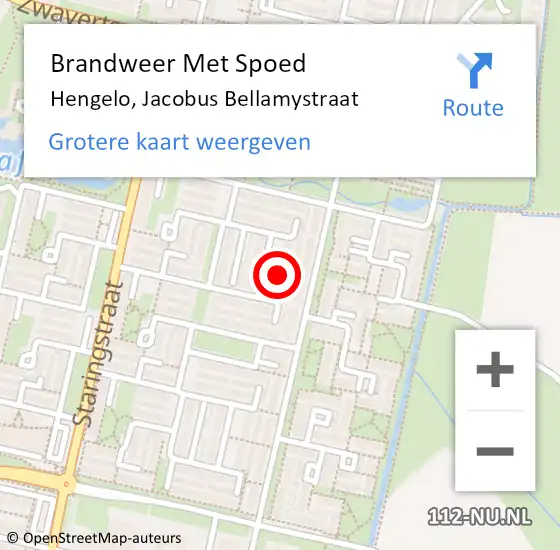 Locatie op kaart van de 112 melding: Brandweer Met Spoed Naar Hengelo, Jacobus Bellamystraat op 6 juli 2024 16:43