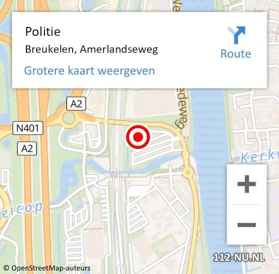 Locatie op kaart van de 112 melding: Politie Breukelen, Amerlandseweg op 6 juli 2024 16:47