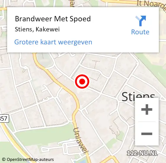 Locatie op kaart van de 112 melding: Brandweer Met Spoed Naar Stiens, Kakewei op 6 juli 2024 16:47