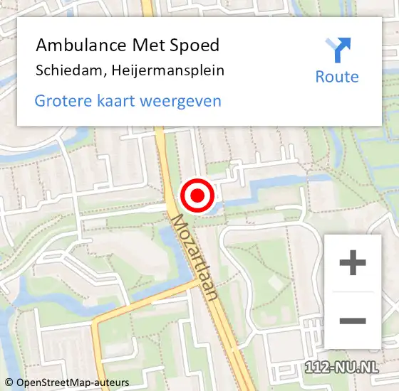 Locatie op kaart van de 112 melding: Ambulance Met Spoed Naar Schiedam, Heijermansplein op 6 juli 2024 16:50