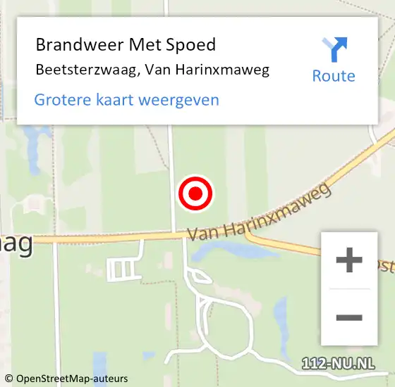 Locatie op kaart van de 112 melding: Brandweer Met Spoed Naar Beetsterzwaag, Van Harinxmaweg op 6 juli 2024 16:51