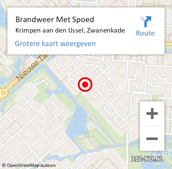 Locatie op kaart van de 112 melding: Brandweer Met Spoed Naar Krimpen aan den IJssel, Zwanenkade op 6 juli 2024 16:53