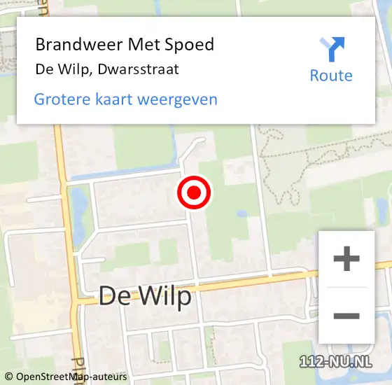 Locatie op kaart van de 112 melding: Brandweer Met Spoed Naar De Wilp, Dwarsstraat op 6 juli 2024 16:53