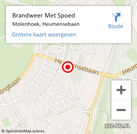 Locatie op kaart van de 112 melding: Brandweer Met Spoed Naar Molenhoek, Heumensebaan op 6 juli 2024 16:57