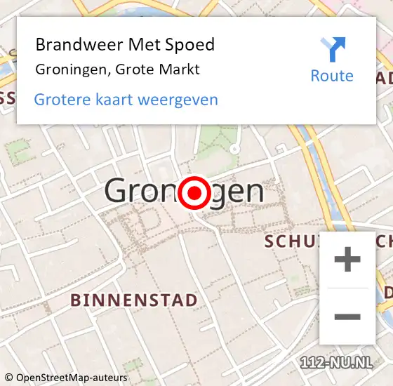 Locatie op kaart van de 112 melding: Brandweer Met Spoed Naar Groningen, Grote Markt op 6 juli 2024 16:58