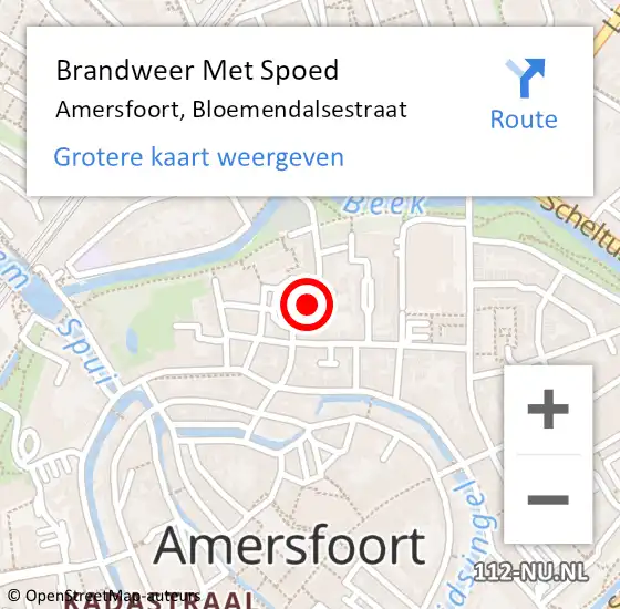 Locatie op kaart van de 112 melding: Brandweer Met Spoed Naar Amersfoort, Bloemendalsestraat op 6 juli 2024 17:08