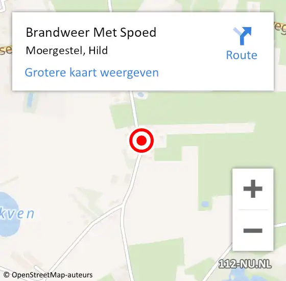 Locatie op kaart van de 112 melding: Brandweer Met Spoed Naar Moergestel, Hild op 6 juli 2024 17:10