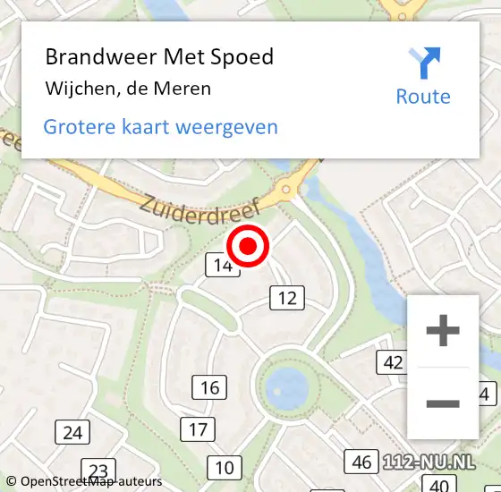 Locatie op kaart van de 112 melding: Brandweer Met Spoed Naar Wijchen, de Meren op 6 juli 2024 17:13