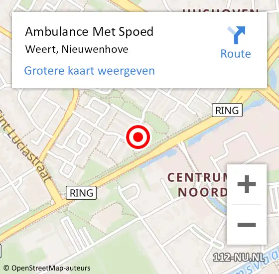 Locatie op kaart van de 112 melding: Ambulance Met Spoed Naar Weert, Nieuwenhove op 6 juli 2024 17:22