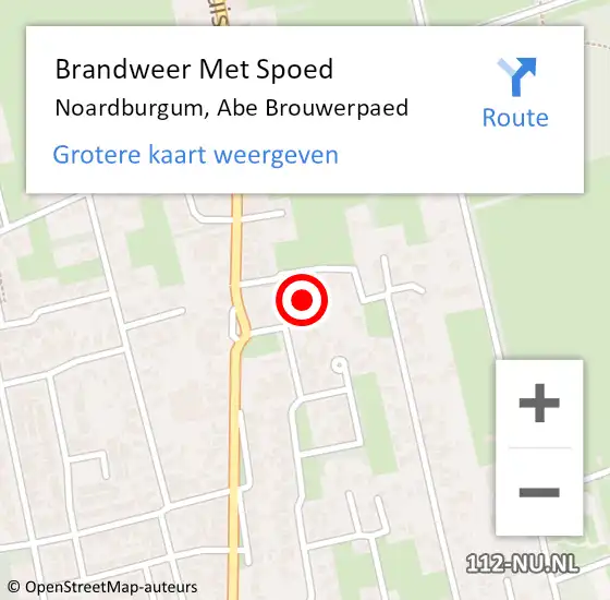 Locatie op kaart van de 112 melding: Brandweer Met Spoed Naar Noardburgum, Abe Brouwerpaed op 6 juli 2024 17:24