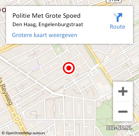 Locatie op kaart van de 112 melding: Politie Met Grote Spoed Naar Den Haag, Engelenburgstraat op 6 juli 2024 17:26