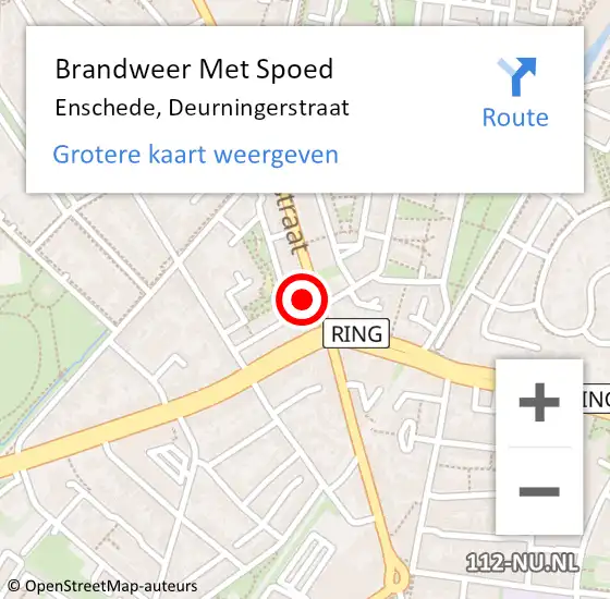 Locatie op kaart van de 112 melding: Brandweer Met Spoed Naar Enschede, Deurningerstraat op 6 juli 2024 17:32