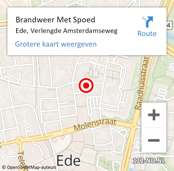 Locatie op kaart van de 112 melding: Brandweer Met Spoed Naar Ede, Verlengde Amsterdamseweg op 6 juli 2024 17:35