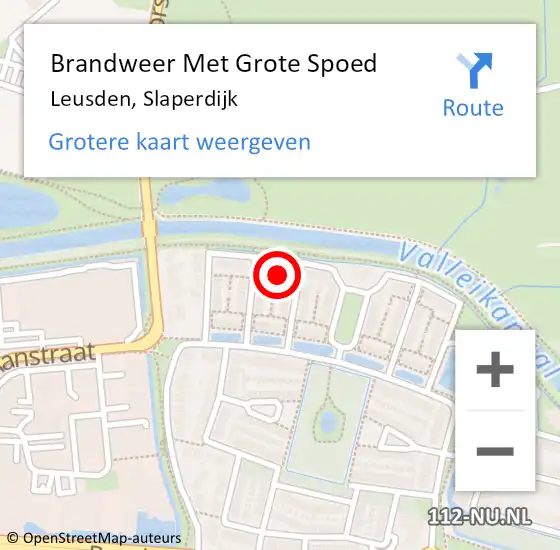 Locatie op kaart van de 112 melding: Brandweer Met Grote Spoed Naar Leusden, Slaperdijk op 6 juli 2024 17:42