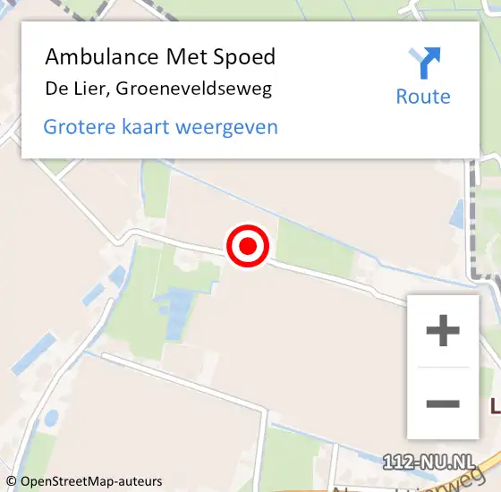 Locatie op kaart van de 112 melding: Ambulance Met Spoed Naar De Lier, Groeneveldseweg op 6 juli 2024 17:50