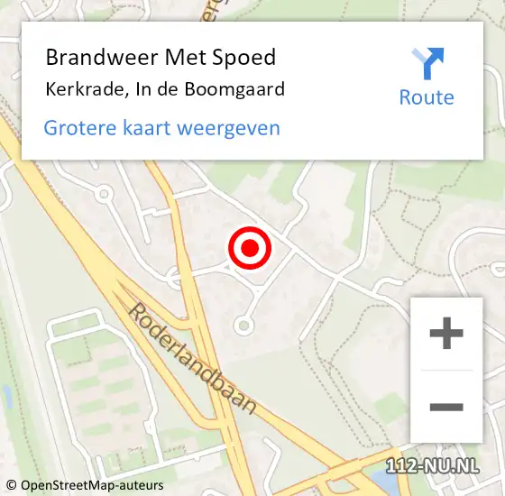 Locatie op kaart van de 112 melding: Brandweer Met Spoed Naar Kerkrade, In de Boomgaard op 6 juli 2024 17:52