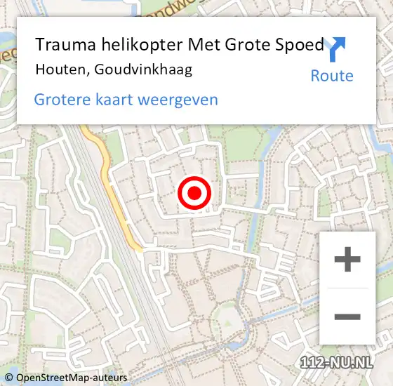 Locatie op kaart van de 112 melding: Trauma helikopter Met Grote Spoed Naar Houten, Goudvinkhaag op 6 juli 2024 17:53