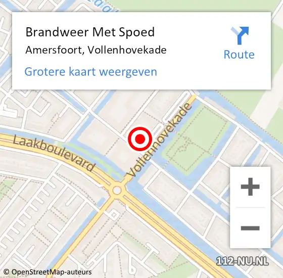 Locatie op kaart van de 112 melding: Brandweer Met Spoed Naar Amersfoort, Vollenhovekade op 6 juli 2024 17:54