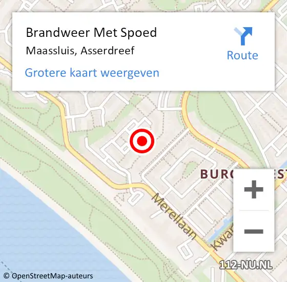 Locatie op kaart van de 112 melding: Brandweer Met Spoed Naar Maassluis, Asserdreef op 6 juli 2024 17:57