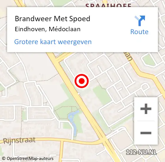 Locatie op kaart van de 112 melding: Brandweer Met Spoed Naar Eindhoven, Médoclaan op 6 juli 2024 17:57