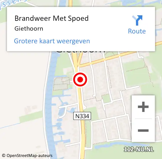 Locatie op kaart van de 112 melding: Brandweer Met Spoed Naar Giethoorn op 6 juli 2024 17:59