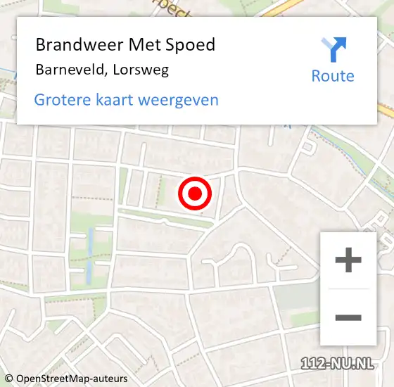 Locatie op kaart van de 112 melding: Brandweer Met Spoed Naar Barneveld, Lorsweg op 6 juli 2024 18:02