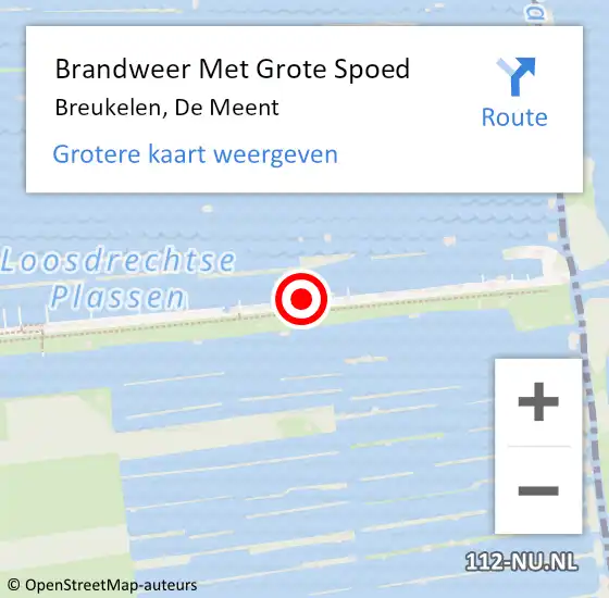 Locatie op kaart van de 112 melding: Brandweer Met Grote Spoed Naar Breukelen, De Meent op 6 juli 2024 18:09