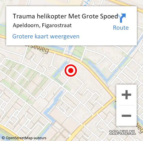 Locatie op kaart van de 112 melding: Trauma helikopter Met Grote Spoed Naar Apeldoorn, Figarostraat op 6 juli 2024 18:21