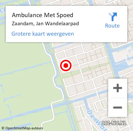 Locatie op kaart van de 112 melding: Ambulance Met Spoed Naar Zaandam, Jan Wandelaarpad op 6 juli 2024 18:21