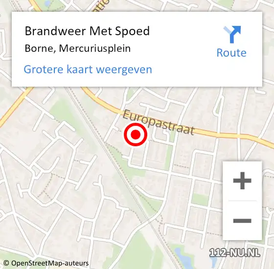 Locatie op kaart van de 112 melding: Brandweer Met Spoed Naar Borne, Mercuriusplein op 6 juli 2024 18:24