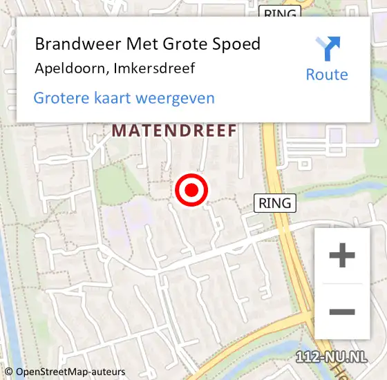 Locatie op kaart van de 112 melding: Brandweer Met Grote Spoed Naar Apeldoorn, Imkersdreef op 6 juli 2024 18:24