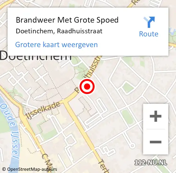 Locatie op kaart van de 112 melding: Brandweer Met Grote Spoed Naar Doetinchem, Raadhuisstraat op 6 juli 2024 18:34