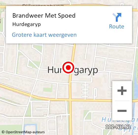 Locatie op kaart van de 112 melding: Brandweer Met Spoed Naar Hurdegaryp op 6 juli 2024 18:42