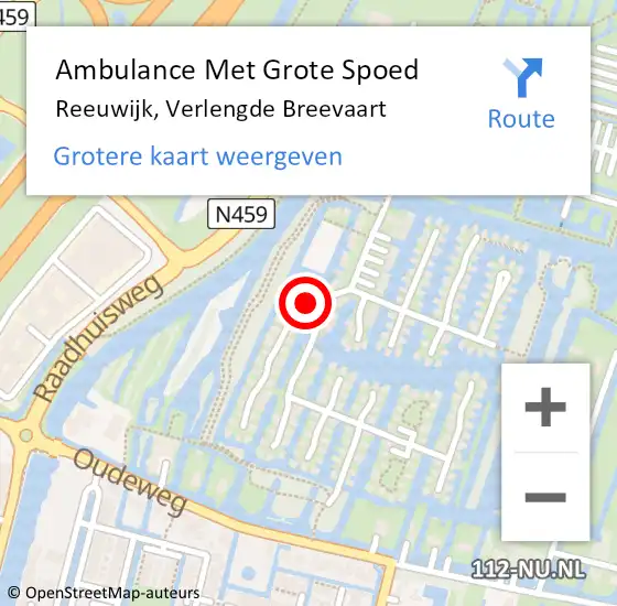 Locatie op kaart van de 112 melding: Ambulance Met Grote Spoed Naar Reeuwijk, Verlengde Breevaart op 6 juli 2024 18:57