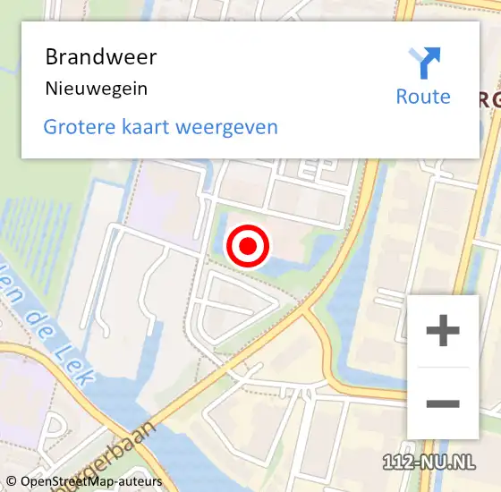 Locatie op kaart van de 112 melding: Brandweer Nieuwegein op 6 juli 2024 19:11