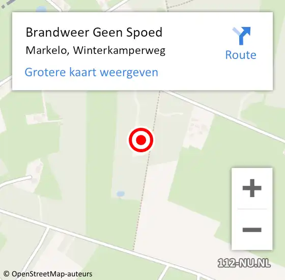 Locatie op kaart van de 112 melding: Brandweer Geen Spoed Naar Markelo, Winterkamperweg op 6 juli 2024 19:22