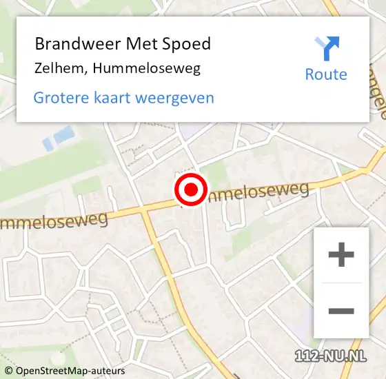 Locatie op kaart van de 112 melding: Brandweer Met Spoed Naar Zelhem, Hummeloseweg op 6 juli 2024 19:30