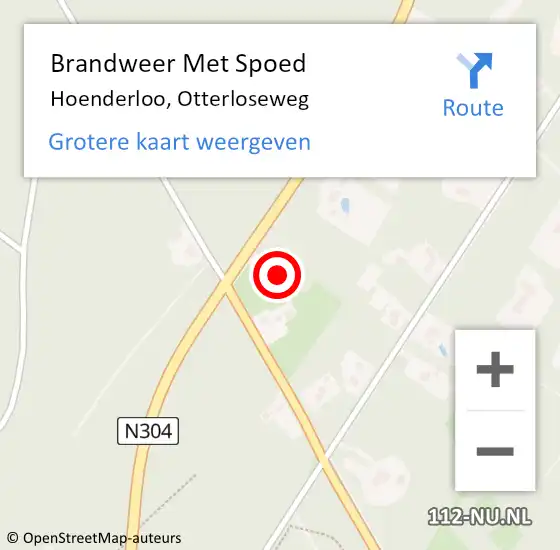 Locatie op kaart van de 112 melding: Brandweer Met Spoed Naar Hoenderloo, Otterloseweg op 6 juli 2024 20:20