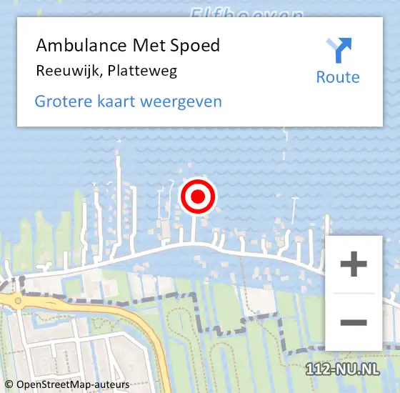 Locatie op kaart van de 112 melding: Ambulance Met Spoed Naar Reeuwijk, Platteweg op 6 juli 2024 20:30