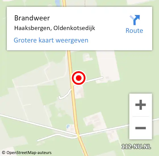 Locatie op kaart van de 112 melding: Brandweer Haaksbergen, Oldenkotsedijk op 6 juli 2024 20:43