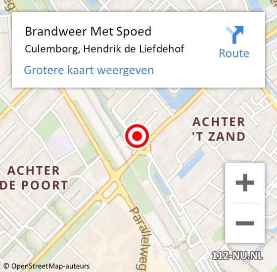 Locatie op kaart van de 112 melding: Brandweer Met Spoed Naar Culemborg, Hendrik de Liefdehof op 6 juli 2024 20:53