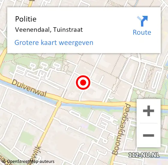 Locatie op kaart van de 112 melding: Politie Veenendaal, Tuinstraat op 6 juli 2024 21:03