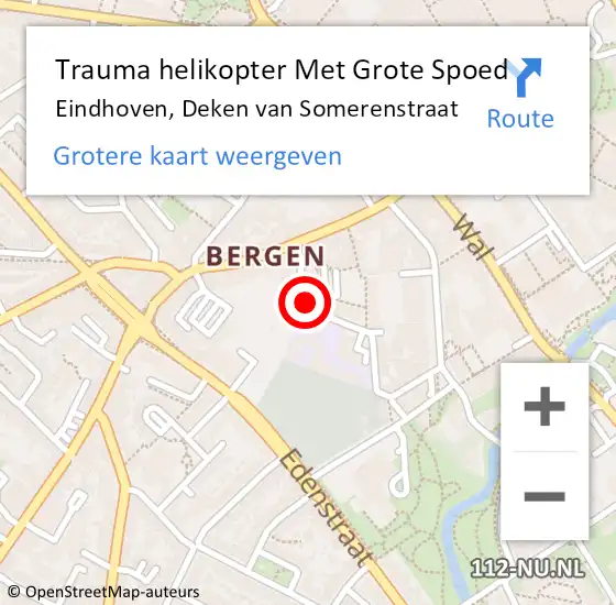 Locatie op kaart van de 112 melding: Trauma helikopter Met Grote Spoed Naar Eindhoven, Deken van Somerenstraat op 6 juli 2024 21:11