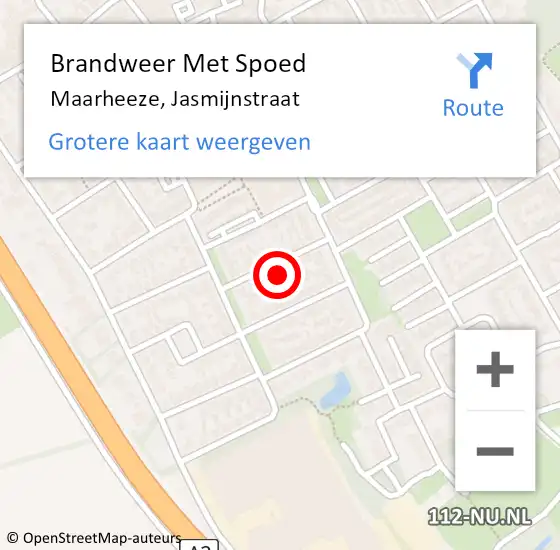 Locatie op kaart van de 112 melding: Brandweer Met Spoed Naar Maarheeze, Jasmijnstraat op 6 juli 2024 21:14