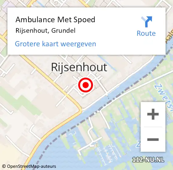 Locatie op kaart van de 112 melding: Ambulance Met Spoed Naar Rijsenhout, Grundel op 6 juli 2024 21:16