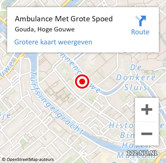 Locatie op kaart van de 112 melding: Ambulance Met Grote Spoed Naar Gouda, Hoge Gouwe op 6 juli 2024 21:22