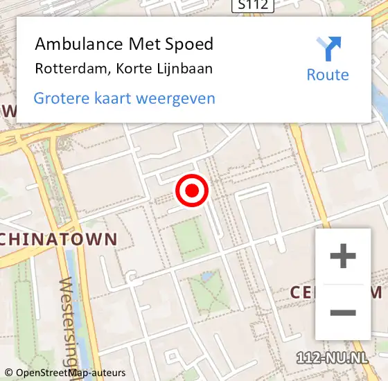 Locatie op kaart van de 112 melding: Ambulance Met Spoed Naar Rotterdam, Korte Lijnbaan op 6 juli 2024 21:32