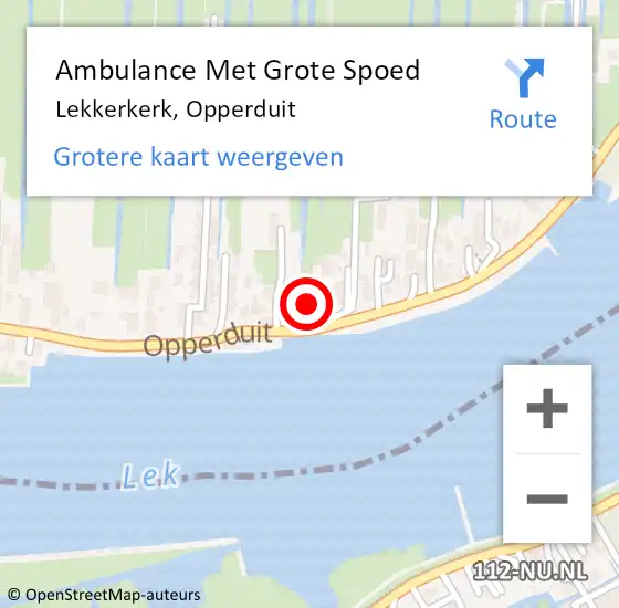 Locatie op kaart van de 112 melding: Ambulance Met Grote Spoed Naar Lekkerkerk, Opperduit op 6 juli 2024 21:43